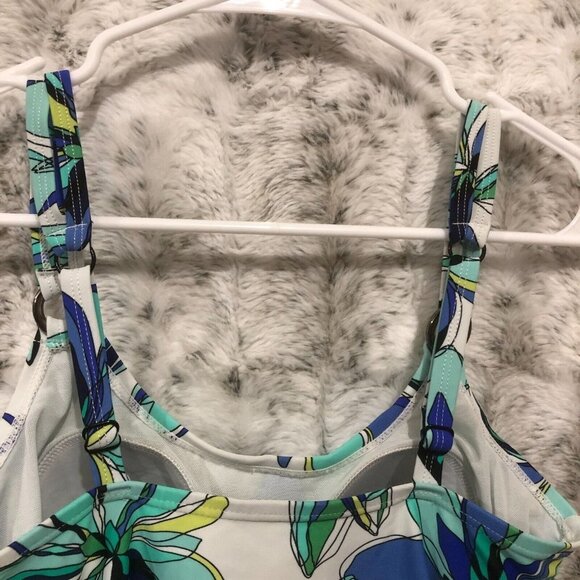 Tankini Size 6D Croft & Barrow Bathing Suit Swim Swimming White/Blue Floral - Picture 8 of 12